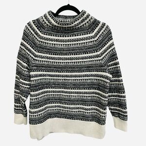 Talbots Bicolor Fair Isle Wool Blend Mock Neck Sweater Size XL